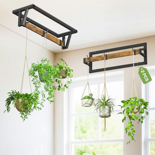 iDavosic.ly Wall Plant Holder 4 Pack, Metal Floating Flower Display Stand for Window Indoor Outdoor, Plant Hanger for Ceiling, Space Saving & Easy to Assemble (Pots/Chains/Plants Not Included), Black