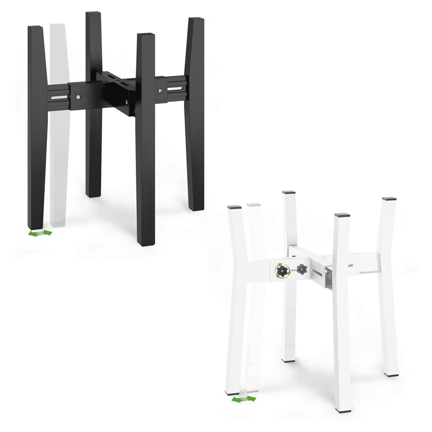 iDavosic.ly Adjustable Plant Pot Stand Indoor Outdoor Set of 2, Stable Plant Holder, Fit 8 to 12 Inch Large Heavy Duty Planter (Not Included) | for Balcony, Living Room, Porch, Black & White