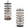 iDavosic.ly Earring Holder Organizer Set of 2, Large Dangle Display Stands Tree with 342 Plastic Grooves and Wooden Base and 6 Tier Metal Adjustable Hoop Storage Rack Tower for Women