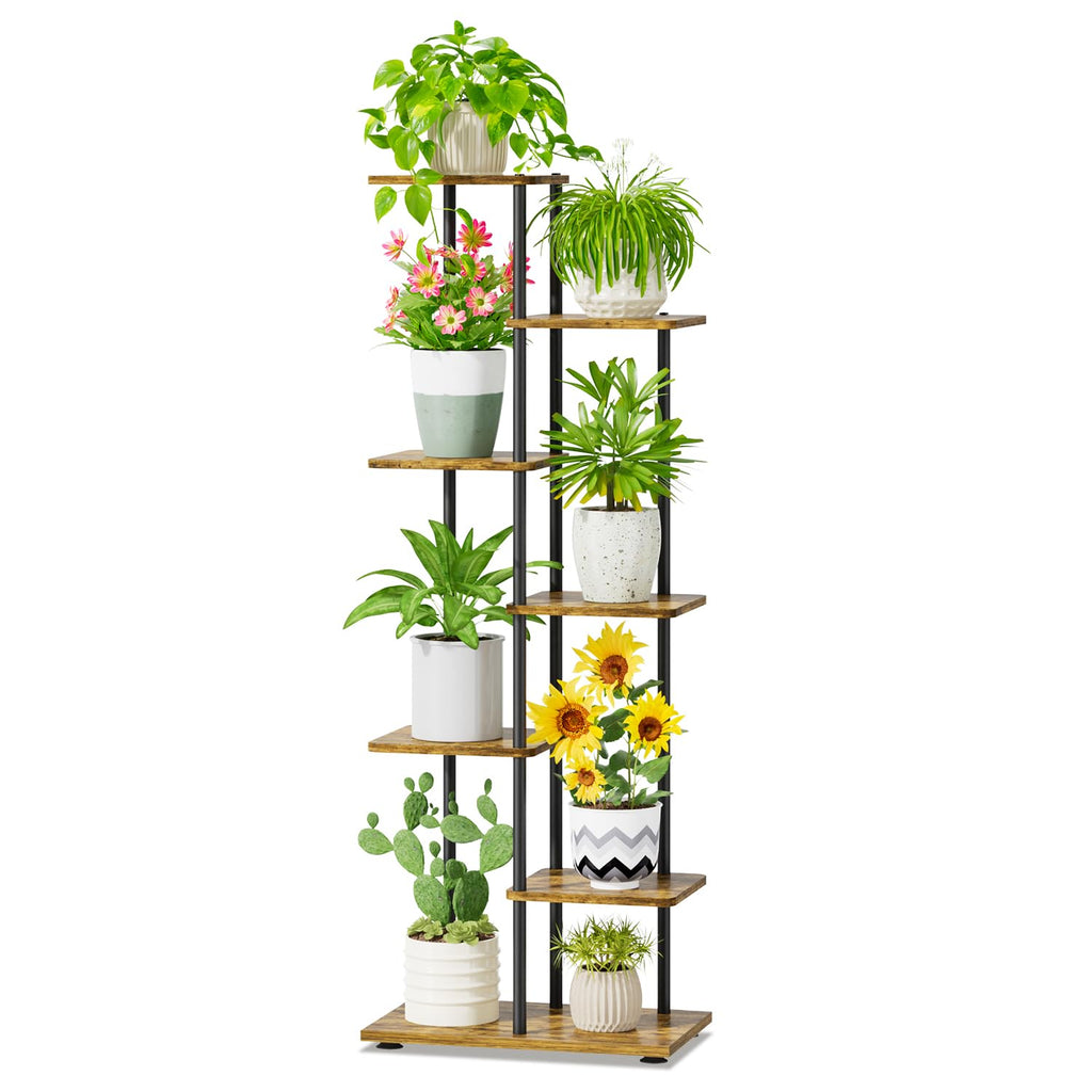 iDavosic.ly Plant Stand Indoor Outdoor Set of 2,6 Tier Metal Flower Holder Shelf with Wheels and 6 Layer Tall Orchid Display Rack for Patio Porch Living Room Balcony Outdoor