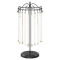 iDavosic.ly Rotating Necklace Holder Organizer with 24 Hooks, Adjustable Metal Bracelet Display Stand Rack, Extra Tall Keychain Spinning Tree Tower for Women, Black
