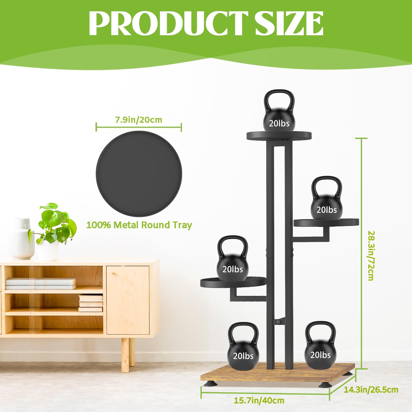 iDavosic.ly 2 Pack Plant Stand Indoor Outdoor, 4 Tier Metal Tall Corner Shelf and 5 Laye Foldable Plastic Flower Pot Display Holder Rack for Patio Living Room Garden Balcony Bedroom, Black