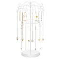 iDavosic.ly 2 Tier Rotating Necklace Holder Organizer with 42 Hooks, Adjustable Metal Bracelet Display Stand Rack, Extra Tall Keychain Spinning Tree Tower for Women, White
