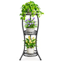 iDavosic.ly 3 Tier Tall Metal Plant Stand Indoor Outdoor, Wrought Iron Corner Flower Pot Holder Shelf, 34 Inch Vertical Display Rack for Patio Porch Living Room Garden, Black