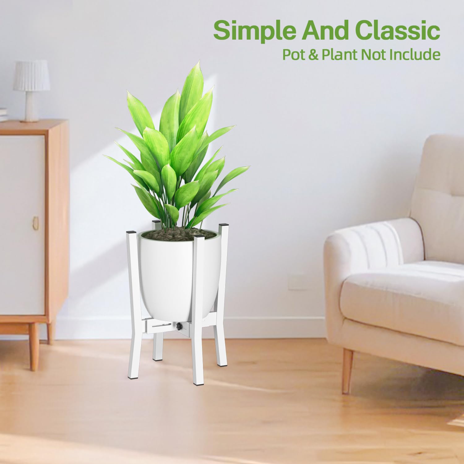 iDavosic.ly Adjustable Plant Pot Stand Indoor Outdoor Set of 2, Stable Plant Holder, Fit 8 to 12 Inch Large Heavy Duty Planter (Not Included) | for Balcony, Living Room, Porch, Black & White