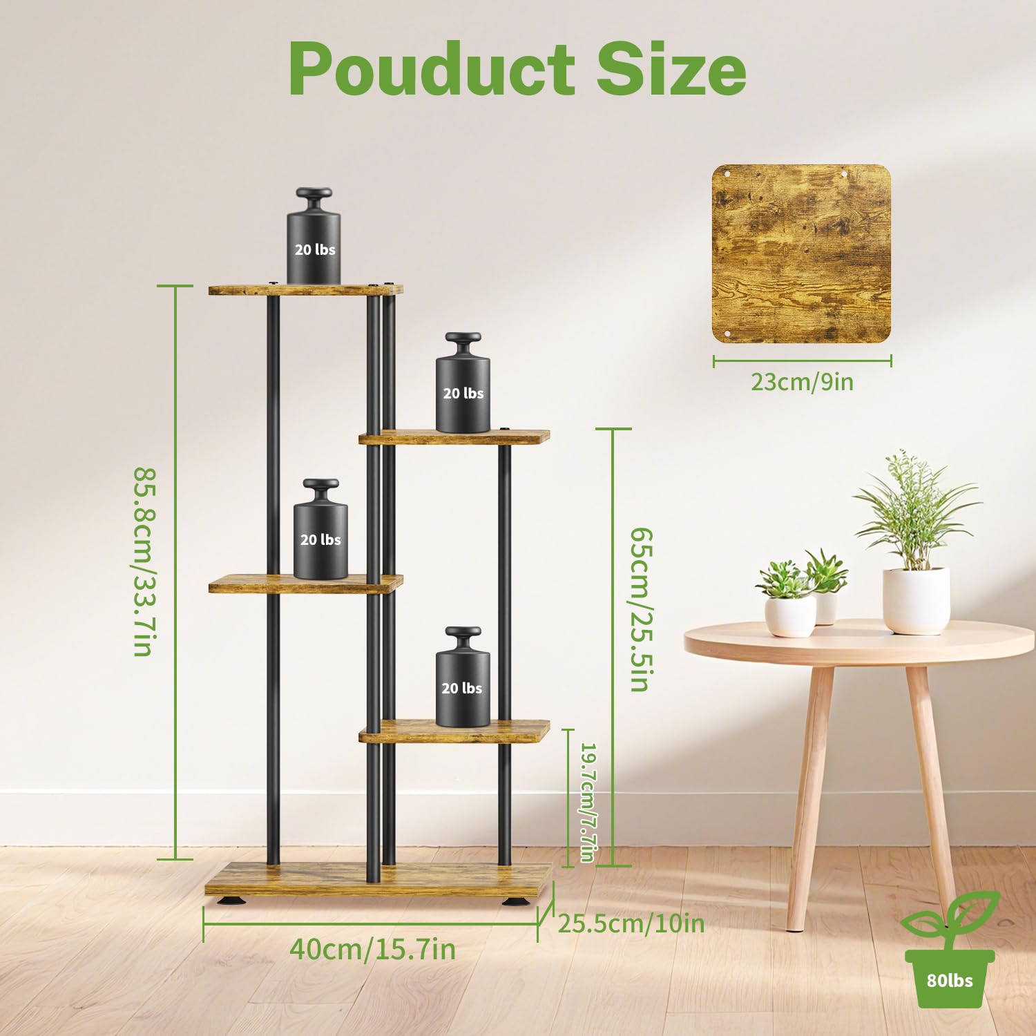 iDavosic.ly Plant Stand Indoor Outdoor Set of 2，4 Tier Folding Corner Flower Holder Shelf and 4 Layer Metal Wood Multiple Orchid Display Rack for Patio Porch Living Room Balcony Outdoor