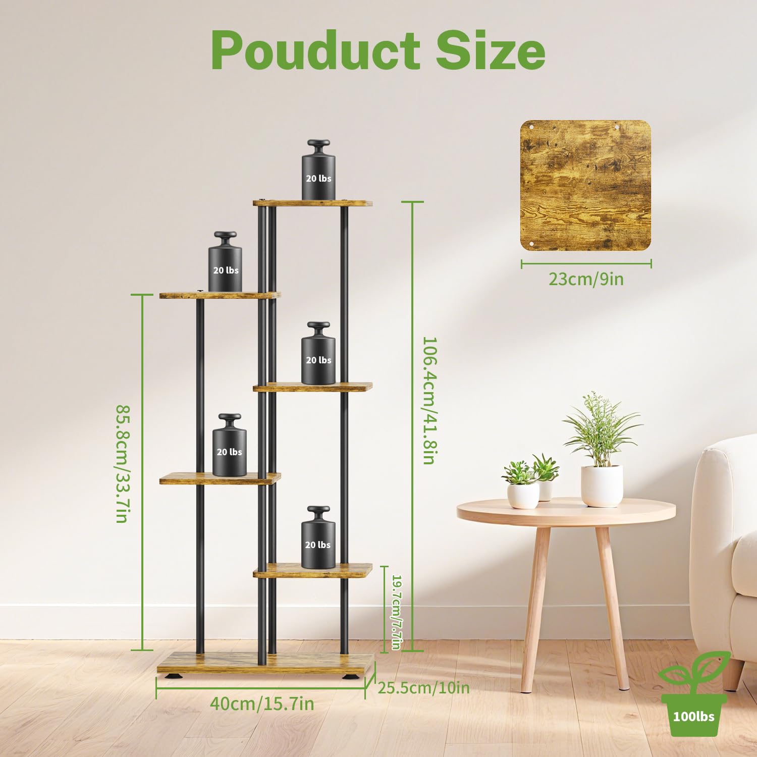 iDavosic.ly Plant Stand Indoor Outdoor Set of 2，6 Tier Tiered Corner Multiple Flower Pot Holder Shelf and 5 Layer Tall Orchid Display Rack for Patio Porch Living Room Balcony