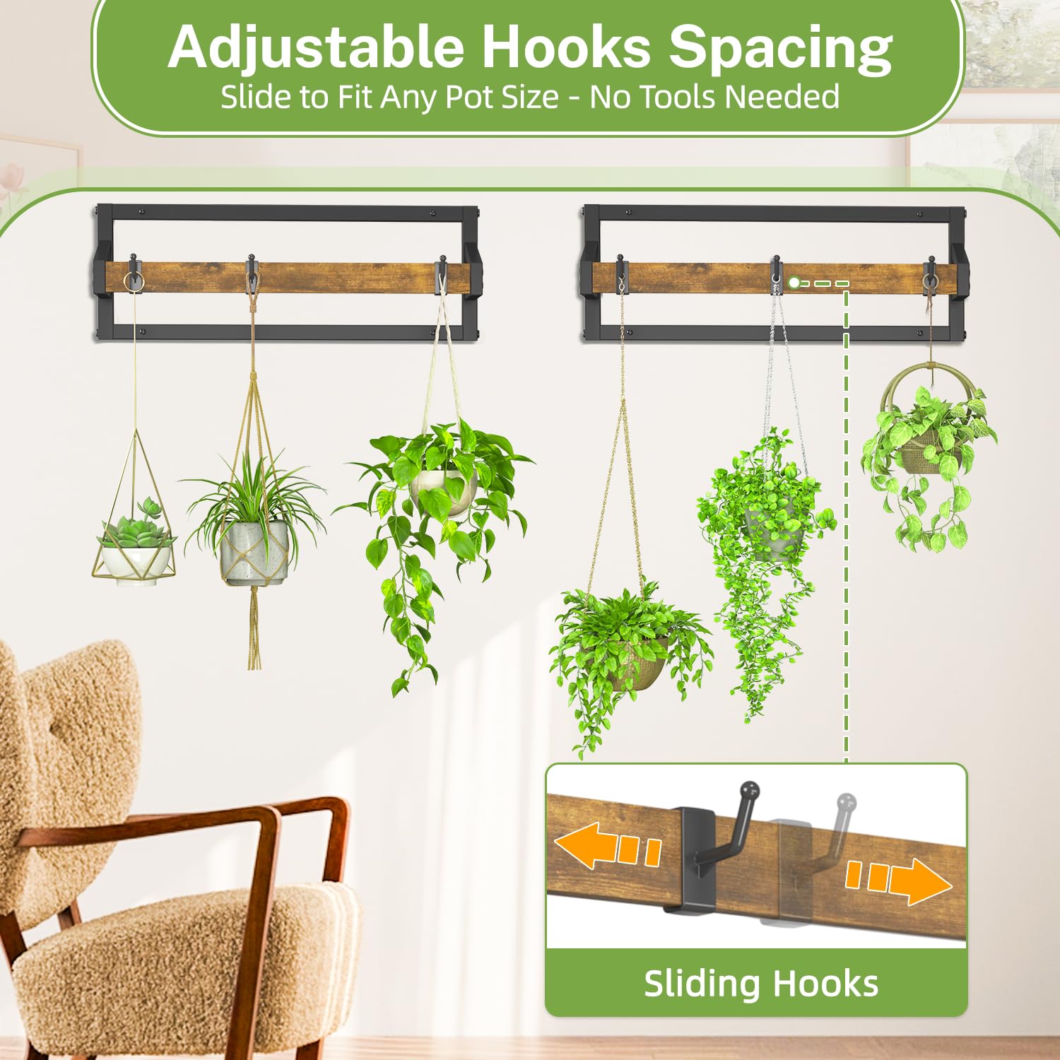 iDavosic.ly Wall Plant Holder 4 Pack, Metal Floating Flower Display Stand for Window Indoor Outdoor, Plant Hanger for Ceiling, Space Saving & Easy to Assemble (Pots/Chains/Plants Not Included), Black