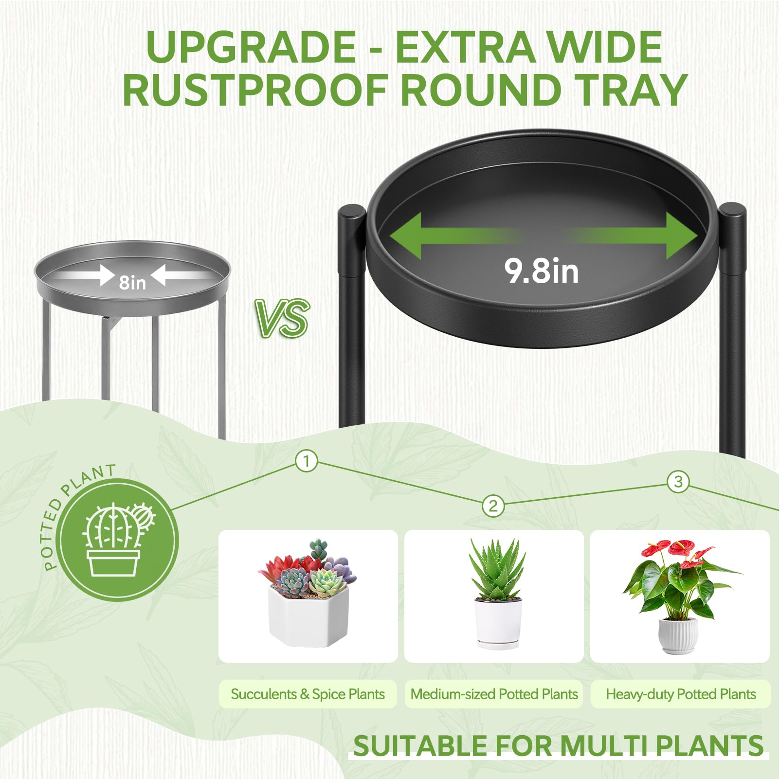iDavosic.ly 2 Pack Black Foldable Plant Stand Indoor Outdoor, 6 Tier Large Corner Flower Pot Holders and 5 Layer Metal Plastic Tall Orchid Display Rack for Window Porch Garden Balcony Patio
