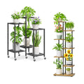 iDavosic.ly Plant Stand Indoor Outdoor Set of 2,6 Tier Metal Flower Holder Shelf with Wheels and 6 Layer Tall Orchid Display Rack for Patio Porch Living Room Balcony Outdoor