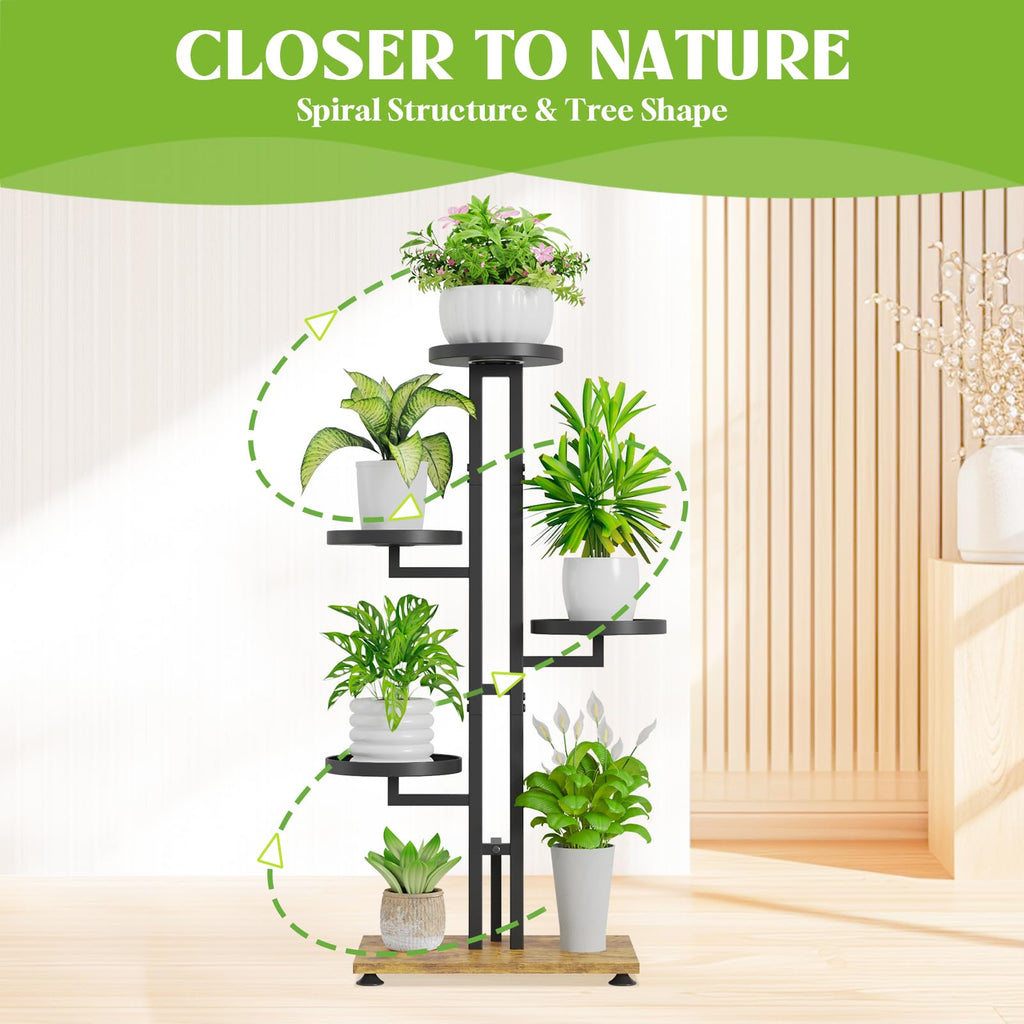 iDavosic.ly 2 Pack Black 5 Tier Plant Stand Indoor Outdoor, Tall Corner Shelf and Foldable Metal Plastic Flower Pot Display Holder Rack for Patio Living Room Garden Balcony Bedroom