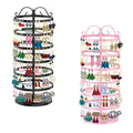 iDavosic.ly 6 Tier Metal Rotating Earring Holder Organizer 2 Pack, 264 Holes Large Stud Storage Display Stands Tree Rack, Adjustable Pierced Hoop Dangle Tower for Women, Black and Pink