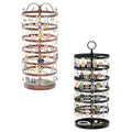 iDavosic.ly 6 Tier Rotating Earring Holder Organizer Set of 2, Metal Large Stud Storage Stand, Adjustable Plastic Dangle Hoop Display Rack Tower with Tray for Women, Bronze Black