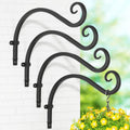 iDavosic.ly Plant Hangers Outdoor 4-Pack, 11.8 Inch Heavy Duty Iron Wall Brackets for Hanging Plants, Baskets, Bird Feeders, Lanterns, Wind Chimes, Indoor Metal Hooks for Garden Porch Patio, Black