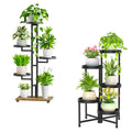 iDavosic.ly 2 Pack Black 5 Tier Plant Stand Indoor Outdoor, Tall Corner Shelf and Foldable Metal Plastic Flower Pot Display Holder Rack for Patio Living Room Garden Balcony Bedroom