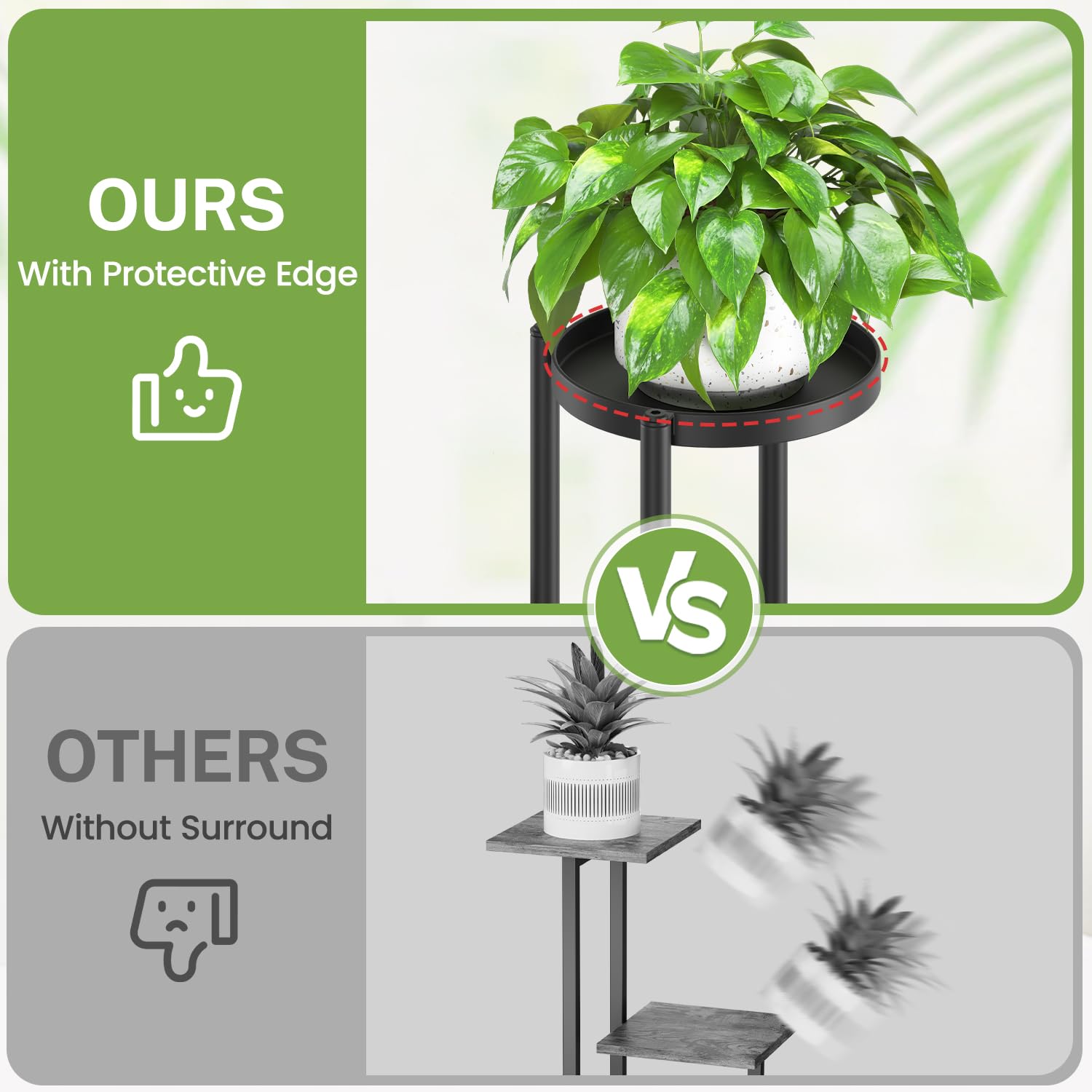 iDavosic.ly 5 Tier Plant Stand for Indoor Outdoor Set of 2, Metal Plastic Flower Pot Display Holder Shelf and Tall Corner Orchid Rack for House Patio Balcony Garden Living Room Porch, Black