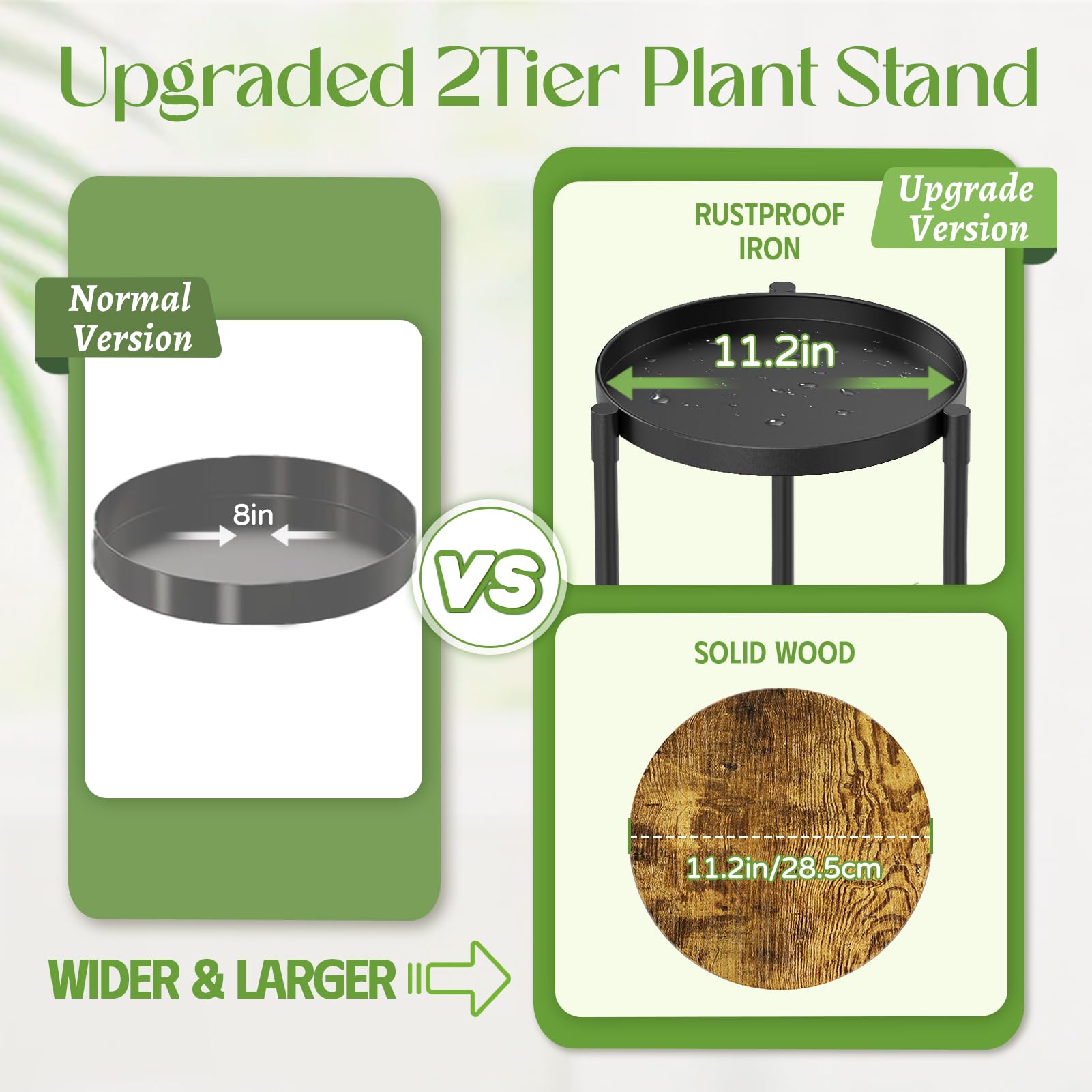 iDavosic.ly Metal Plant Stand Indoor Outdoor Set of 2, 3 Tiered Corner Flower Holder Shelf and 2 Layer Tall Vertical Heavy Duty Display Rack for Patio Porch Living Room, Modern Black & Rustic Brown