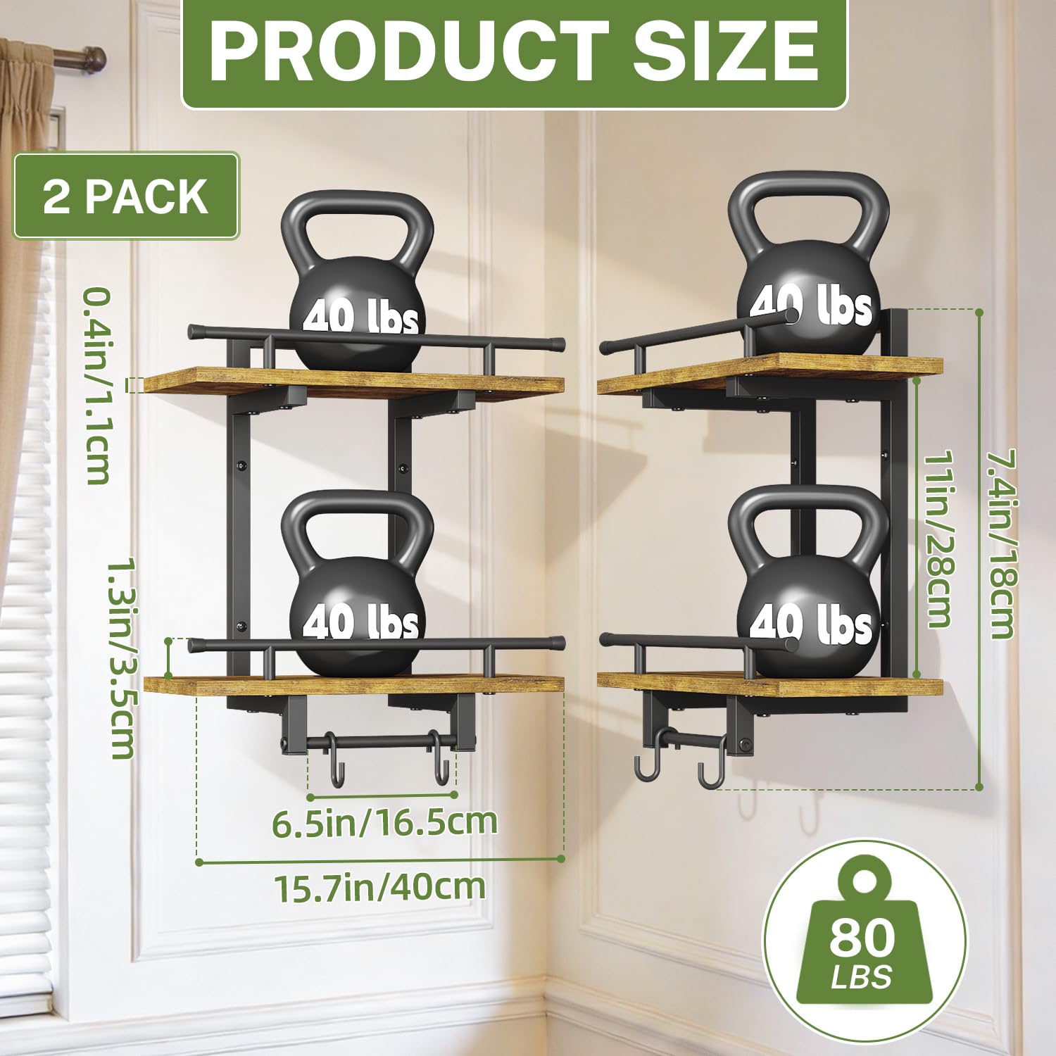 iDavosic.ly Wall Plant Shelves Set of 4, Indoor Outdoor Heavy Duty Hooks, Metal Wall Mounted 2-Tier Display Haing Brackets for Living Room, Bedroom, Garden Patio (Pots/Chains/Plants Not Included)