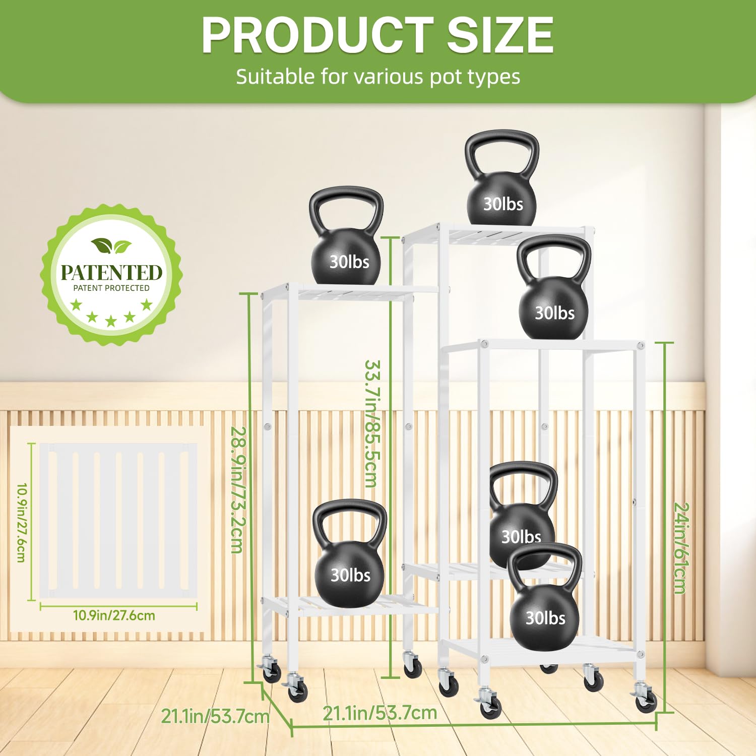 iDavosic.ly 6 Tier Plant Stand for Indoor Outdoor 2 Pack, Corner Orchid Pot Display Rack and Metal Tall Flower Holder Shelf with Wheels for Patio Porch Garden Balcony Living Room, White