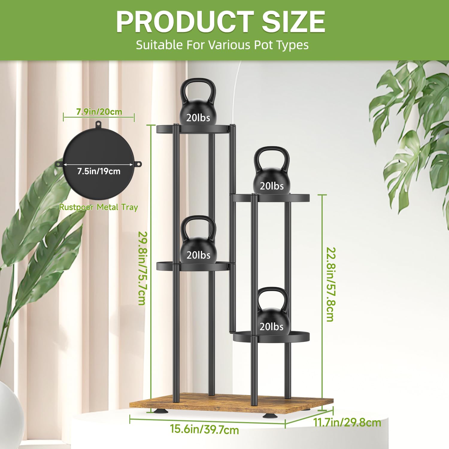 iDavosic.ly Plant Stand for Indoor Outdoor Set of 2, 6 Tier Large Metal Folding Flower Display Holder Shelf and 4 Layer Tall Corner Orchid Rack for House Patio Balcony Garden Living Room Porch, Black