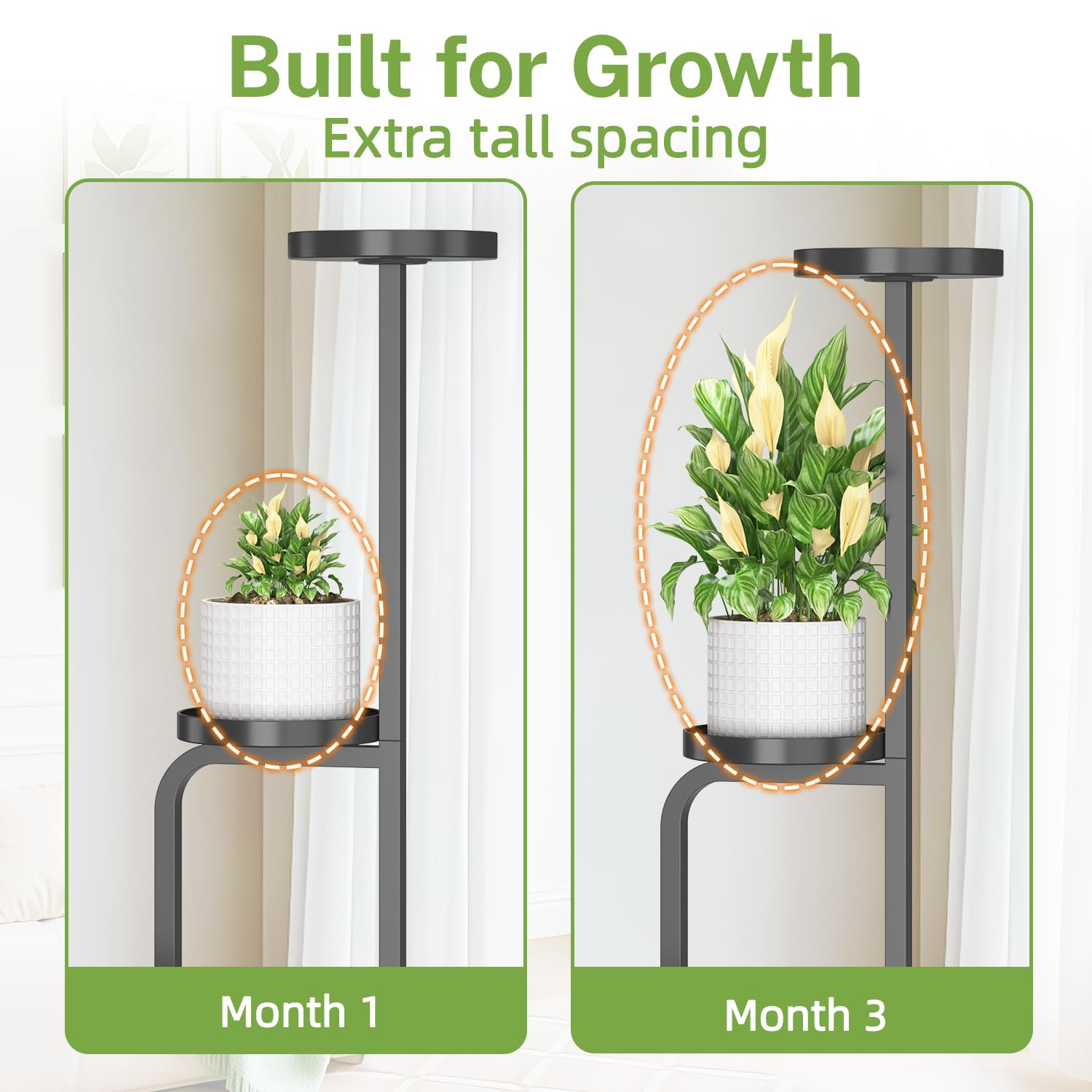 iDavosic.ly Plant Stand for Indoor Outdoor Set of 2, 5 Tier Heavy-Duty Metal Flower Display Holder Rack and 4 Layer Space Saving Tall Corner Orchid Shelf for Living Room Balcony Patio Porch Garden