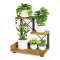 iDavosic.ly Small Table Top Plant Stand, 3 Tier Succulent & Flower Pot Holder for Desktop, Space-Saving Countertop Organizer Shelf for Office and Home Decor, Black Brown