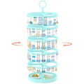 iDavosic.ly 5 Tier Rotating Earring Holder Organizer with Metal Tray, Adjustable Plastic Dangle Display Stands Tree with 285 Grooves, Large Hoop Storage Rack Tower, Blue