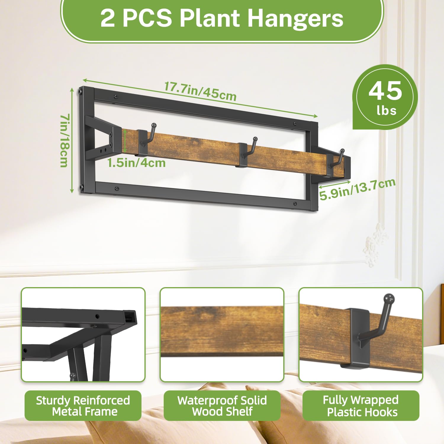 iDavosic.ly Wall Plant Holder 4 Pack, Metal Floating Flower Display Stand for Window Indoor Outdoor, Plant Hanger for Ceiling, Space Saving & Easy to Assemble (Pots/Chains/Plants Not Included), Black