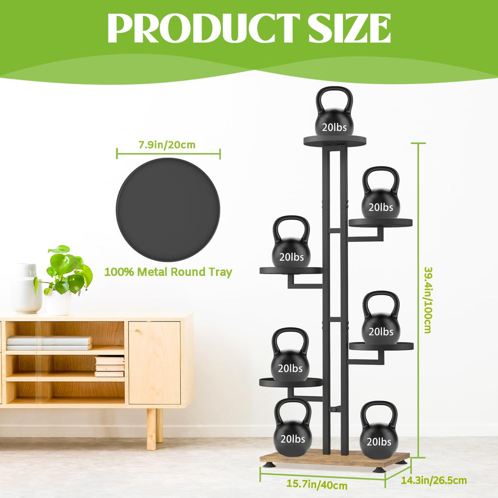 iDavosic.ly 2 Pack Plant Stand Indoor Outdoor, 6 Tier Metal Tall Corner Shelf and 5 Layer Foldable Plastic Flower Pot Display Holder Rack for Patio Living Room Garden Balcony Bedroom, Black