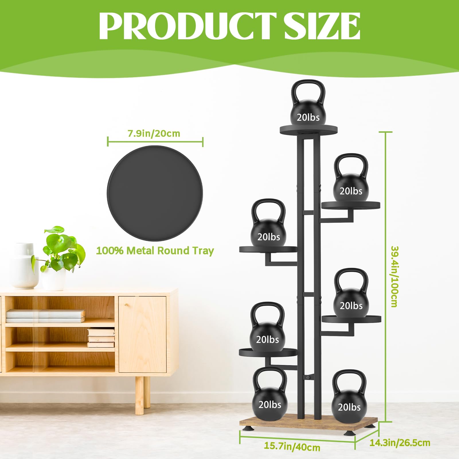 iDavosic.ly 2 Pack Plant Stand Indoor Outdoor, 6 Tier Metal Tall Corner Shelf and 5 Layer Foldable Plastic Flower Pot Display Holder Rack for Patio Living Room Garden Balcony Bedroom, Black