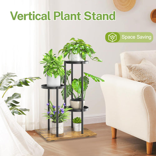 iDavosic.ly 3 Tier Plant Stand for Indoor Outdoor Set of 2, 34 Inch Vertical Flower Pot Display Holder Shelf and Metal Tall Corner Orchid Rack for House Patio Balcony Garden Living Room Porch, Black