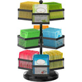 iDavosic.ly 3 Tier Tea Bag Organizer, Packet Storage Holder Spinning Carousel With 9 Compartments, Rotating Metal Caddy for Kitchen Counter Cabinet, Up to 108 Teabags Storage, Black