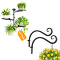 iDavosic.ly Wall Plant Holder Set of 3，Rotating 3-Tier Window Shelf, 11.8 Inch Heavy Duty Hooks, Metal Display Stand Brackets for Garden, Patio, Space Saving Black (Pots/Chains/Plants Not Included)