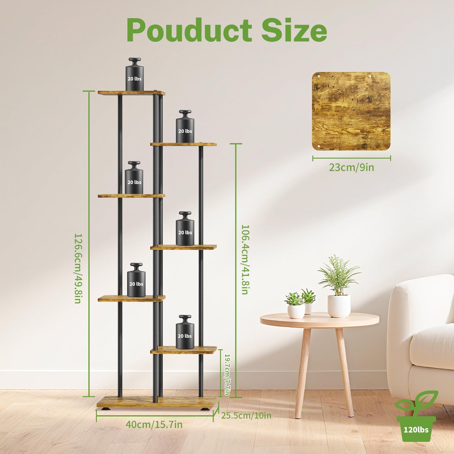 iDavosic.ly Plant Stand Indoor Outdoor Set of 2，6 Tier Folding Corner Flower Holder Shelf and 6 Layer Metal Wood Multiple Orchid Display Rack for Patio Porch Living Room Balcony Outdoor